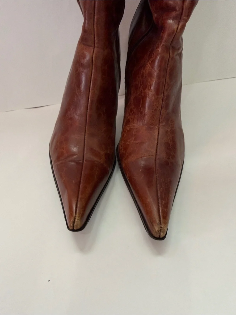 bebe leather Chestnut Brown Pointed Toe Over-the-Knee Stiletto Boots